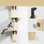 attache de l'étagère murale pour chat avec un chat poser dessus
