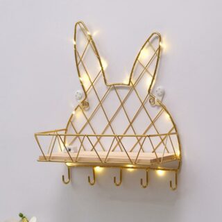 Etagère murale suspendue forme tête de lapin dorée