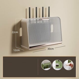 Étagère murale à tiroir pour câble et routeur wifi fixée sur un mur