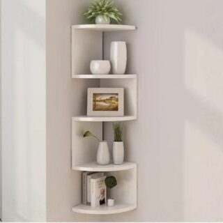 Grande étagère d’angle multi compartiments fixé à un mur