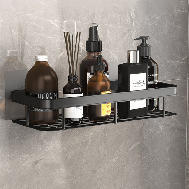 Étagère De Salle De Bain, Étagère Douche D'Angle, Métal 4 Pièces, Noir