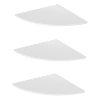 On vpit trois étagères d'angle blanches présentées sur fond blanc.