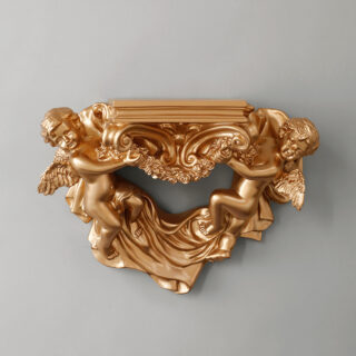 Étagère murale sculpture d'ange vintage doré en résine