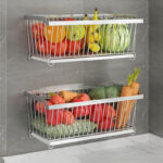 panier de rangement mural pour fruit et legumes blanc