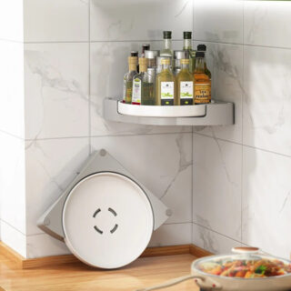 Étagère murale à épices rotative à 360°, au nombre de deux, de couleur blanc et gris
