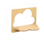 Étagère murale chat en bois en forme de nuage sur fond blanc