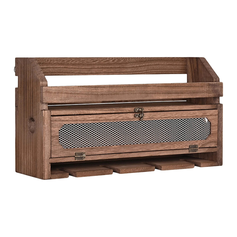 Étagère à vin murale robuste et stable en bois sur fond blanc