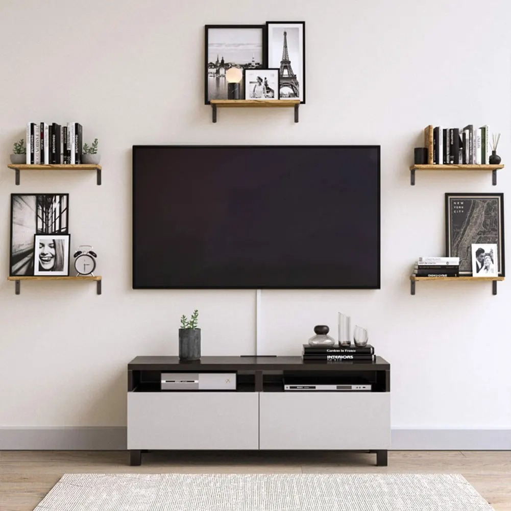 4 Étagères Murales Flottantes Blanches 80x20cm - Rangement Salon, Entrée | Contreplaqué | Design Moderne & Élégant - 5